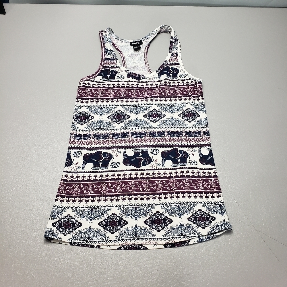 Rue21 elephant aztec summer racerback tank top women's size medium